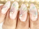 タイダイ柄シェルフレンチネイル