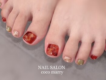 ネイルサロン ココマリー(coco marry)の写真/今一番人気★9月限定デザインをフットに♪大人の秋べっ甲ネイル