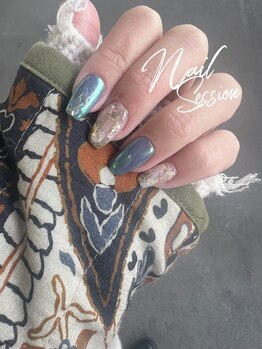 ネイルセッション(nail session)/オーロラ×ブルー×ニュアンス