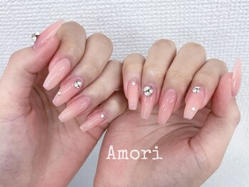 ピンク長さだし ストーンつけ