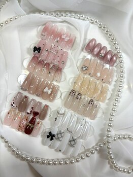 ウィッシュネイル 原宿店(Wish Nail)の写真/大人気！ワンホン・韓国系アートや人気のビジュー&旬のパーツ等が楽しめる☆定額トレンドコース6980円