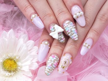 ココネイル(COCO NAIL)/春ツイード パール リボン