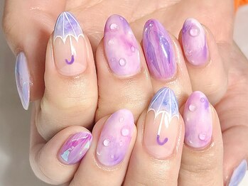 ラルージュ(La Ru-Ju)/アンブレラ×水滴ネイル