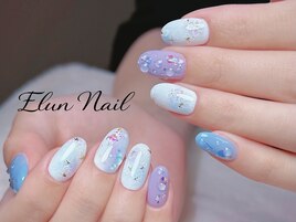 しずくと紫陽花ニュアンスネイル