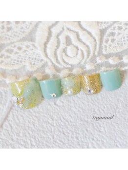 たゆ ネイル(たゆnail)/爽やかグリーンのフットネイル
