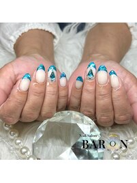 ジェルガラスフレンチネイル