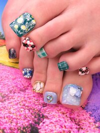 ブルー系個性派ネイル(*^-^*)