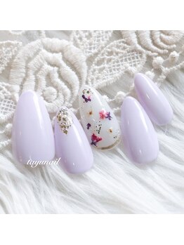たゆ ネイル(たゆnail)/押し花パラジェルパープルネイル