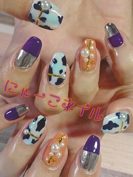 にゃーこネイル/アニマル柄☆持ち込みデザイン