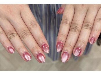 ミアネイル 越谷店(mia nail)/マグネット×ミラー細フレンチ