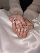 エトワ ル リアン ネイル(Et toi Le Lien nail)/ribbon×dot girly nail