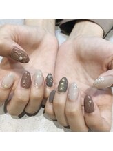 アース 豊橋店(HAIR & MAKE EARTH)/くすみ系お花ネイル