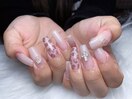 ピンクレオパードネイル