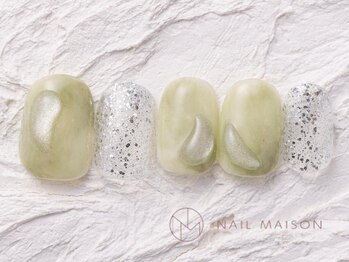 ネイルメゾン 渋谷店(NAIL MAISON)/グリーンラメぷっくり￥5800