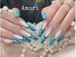 水色フレンチ ホワイトぼかし