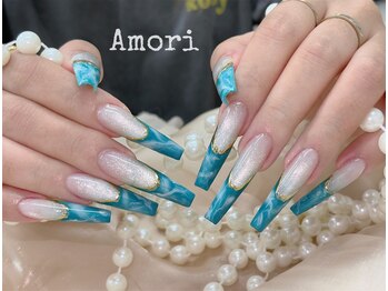 水色フレンチ ホワイトぼかし