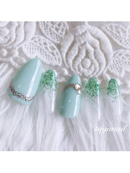 たゆ ネイル(たゆnail)/エメラルドミラーネイル