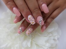 ネイルサロンミキ 横浜(MIKI)/上品3D桜ピンクスカルプフラワー