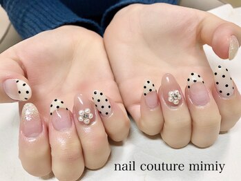 ミミィー(mimiy)/ドット×パールフラワーネイル♪