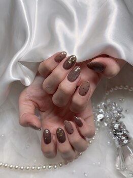 ブラウンハートネイル