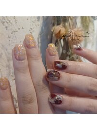カフェラテネイル×色鉛筆art