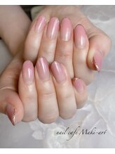 ネイルカフェ マキアート(nail cafe Maki art)/【カラグラ+爪先ラメライン】