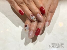 定額/ビジューフラワー/秋ネイル