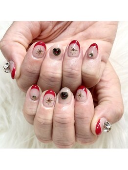 マイオティック ネイル(miotic nail)/赤フレンチデザイン