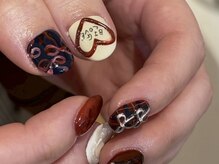 クルネ(QULNE)/ネイビーネイル リボンネイル