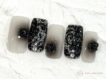 ネイルメゾン 池袋店(NAIL MAISON)/黒レースネイル¥11000