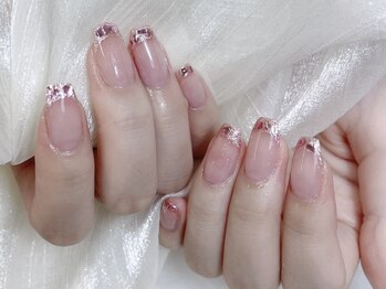 透明感UP輝ピンクガラスフレンチ