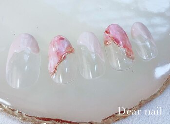ディア ネイル(Dear nail)/タイダイななめフレンチ
