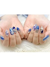 ブルーキラキラネイル♪