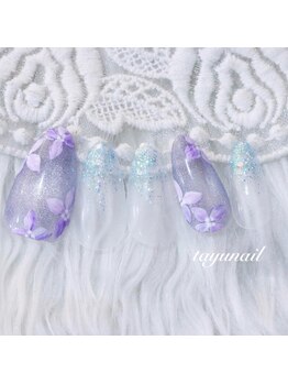たゆ ネイル(たゆnail)/パープルフラワーネイル