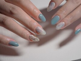 くすみブルー×ホワイト大理石