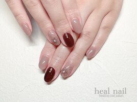 greige×ボルドー×flower