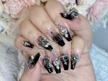 レアネイル 渋谷店(Le’a nail)/黒グラデーション☆パーツつけ放