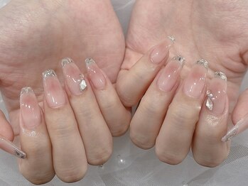 エミュール ネイル 河原町(Emure Nail)/チーク×ガラスフレンチ