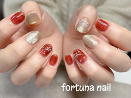 茶系ボルドーフラワーネイル