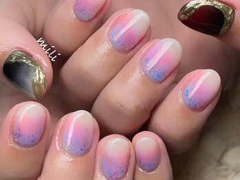 ミリ(mili)/3層グラデと天然石風アート♪