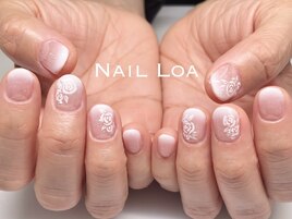 ホワイトグラデーション×花柄