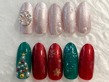 ビーネイル 上新庄(Be.Nail)/クリスマスネイル¥7500