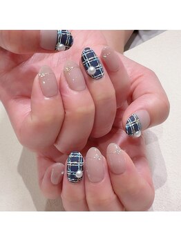 ナチュラルネイル 志木東口店(Natural nail)/ネイビーツイード・パール