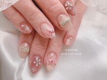 グリーム(GREEM)/押し花フラワーハートネイル