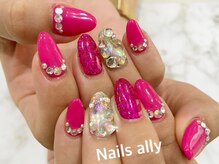 ネイルズアリー 立川店(Nails ally)/ピンク×ストーンART