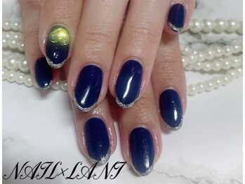 ネイルクロスラニ 練馬店(Nail Lani)/ネイビーにキラキラライン♪