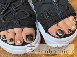 天然石風ニュアンスフットネイル