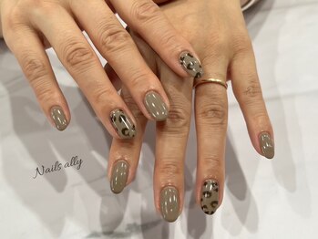 ネイルズアリー 立川店(Nails ally)/レオパード×くすみ×シュガー