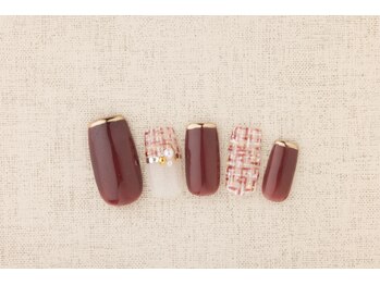 ヴァンネイル(VINGT NAIL nail&eye beauty)/ボルドー ツイードネイル