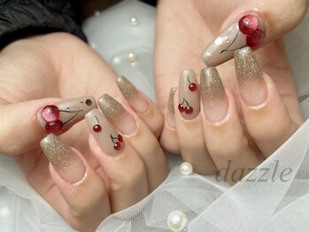 フラッシュ×さくらんぼネイル